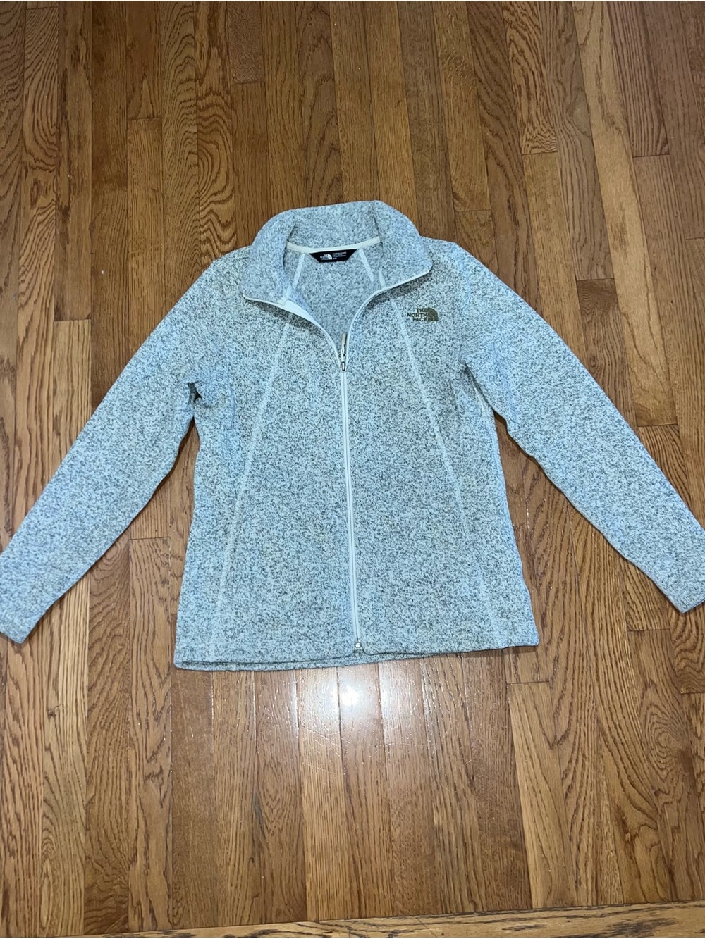 The North Face Women's Light Gray Heather Full-Zip Teddy Fleece Jacket